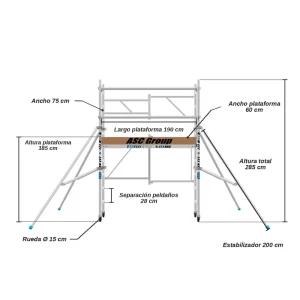 Andamio Plegable ASC Premium · 3,85 m · 75×190 cm · Autoportante