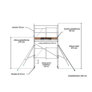 Andamio Plegable ASC Premium · 4,7 m · 75×190 cm · Autoportante