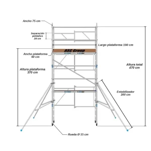 Andamio Plegable ASC Premium · 5,7 m · 75×190 cm · Autoportante