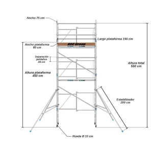 Andamio Plegable ASC Premium · 6,5 m · 75×190 cm · Autoportante
