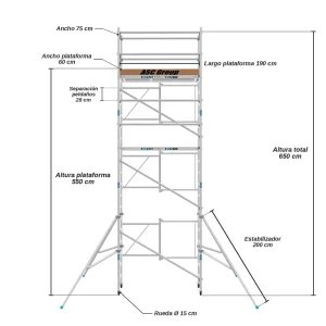 Andamio Plegable ASC Premium · 7,5 m · 75×190 cm · Autoportante